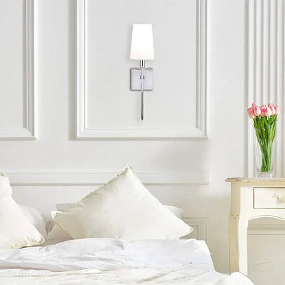 Modern gold iron led wall lamp with white shade for bedroom