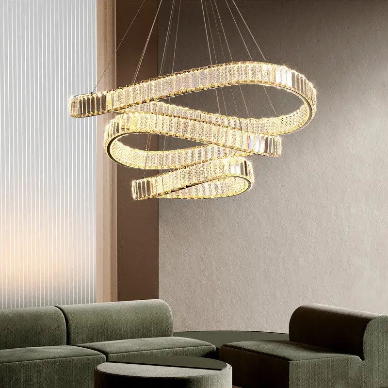 Modern gold irregular crystal led pendant chandelier for foyer