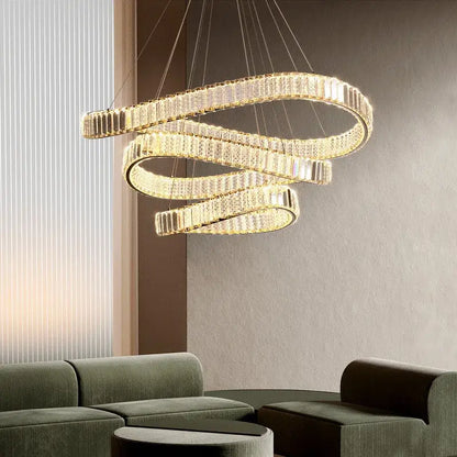 Modern gold irregular crystal led pendant chandelier for foyer