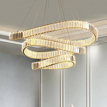 Modern gold irregular crystal led pendant chandelier for foyer