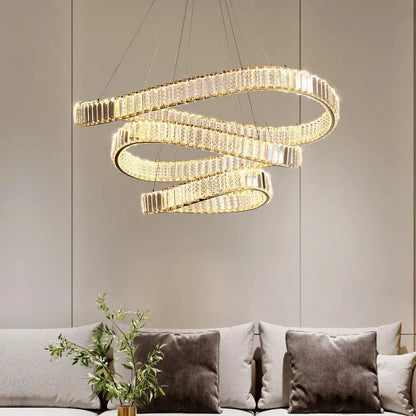 Modern gold irregular crystal led pendant chandelier for foyer