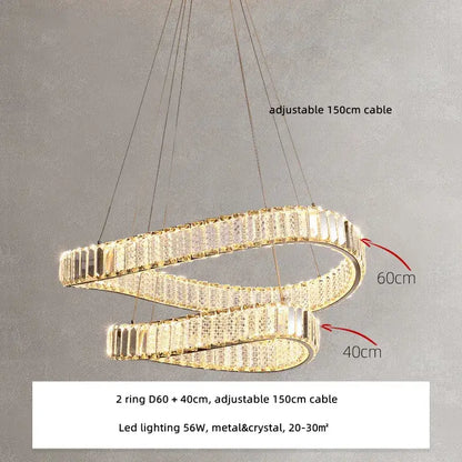 Modern gold irregular crystal led pendant chandelier for foyer
