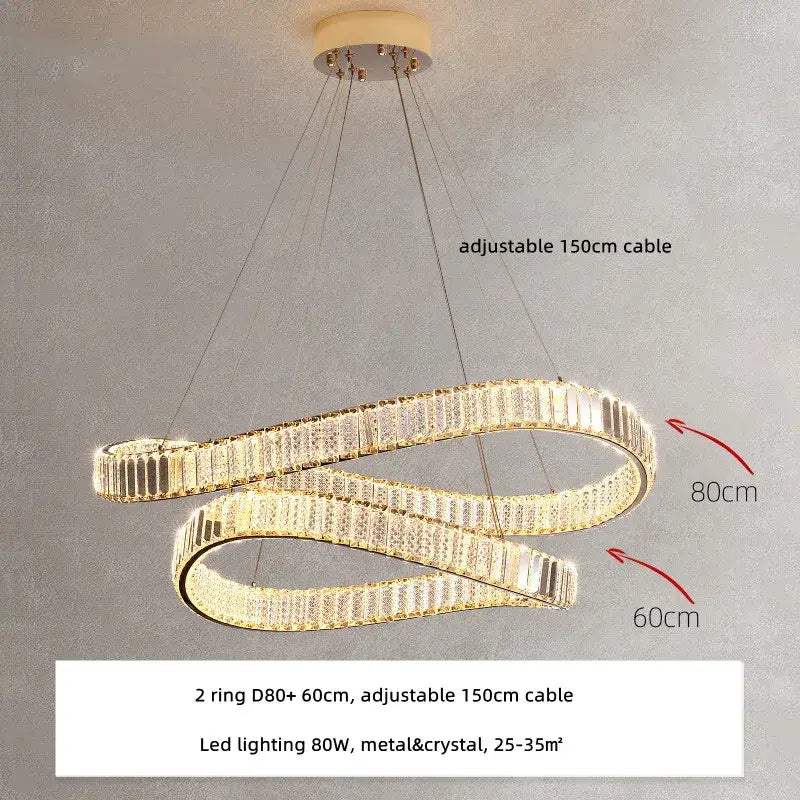 Modern gold irregular crystal led pendant chandelier for foyer