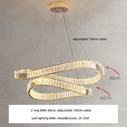 Modern gold irregular crystal led pendant chandelier for foyer