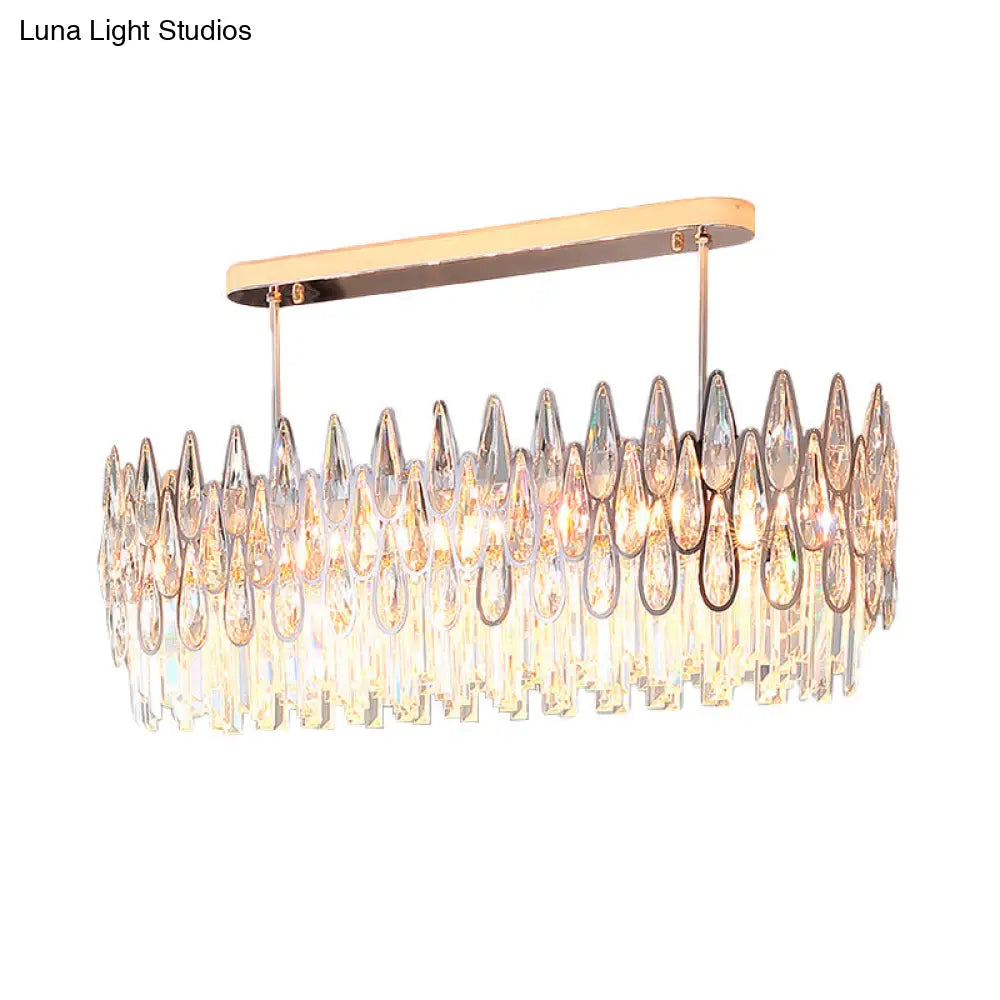 DecorBites™ Modern Gold Island Lighting with Crystal Tiers and 10 Lights