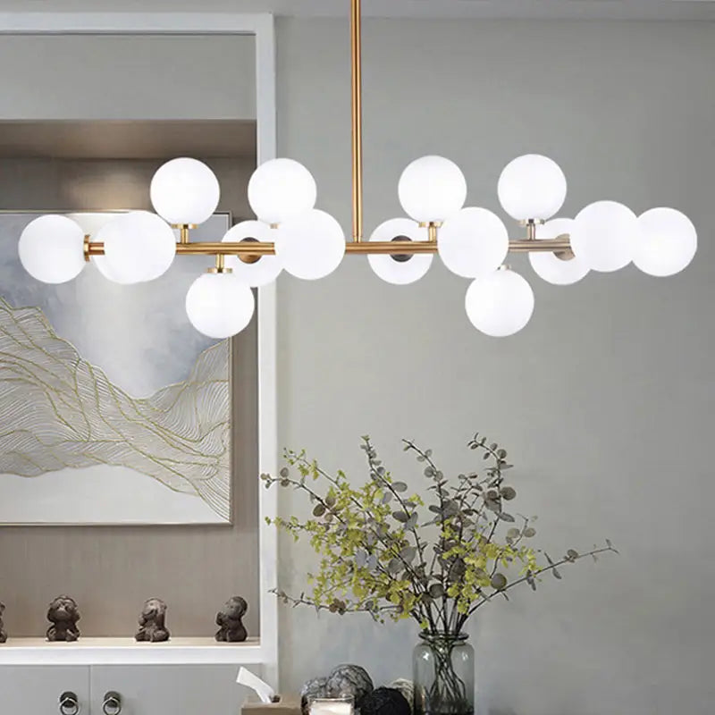 Modern gold island pendant light – living room glass chandelier
