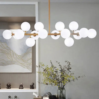 Modern gold island pendant light – living room glass chandelier