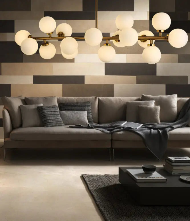 Modern gold island pendant light – living room glass chandelier