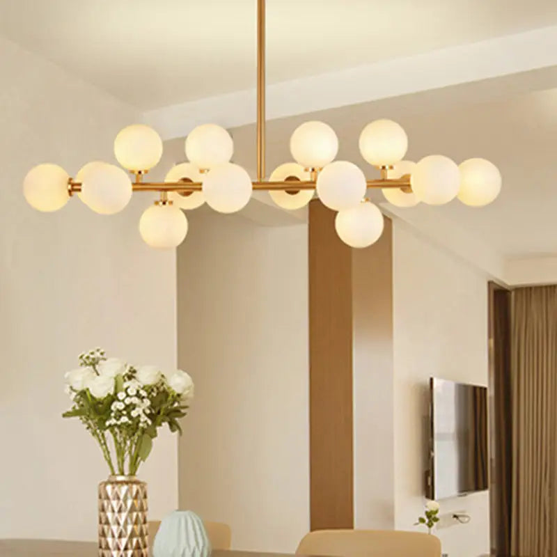Modern gold island pendant light – living room glass chandelier