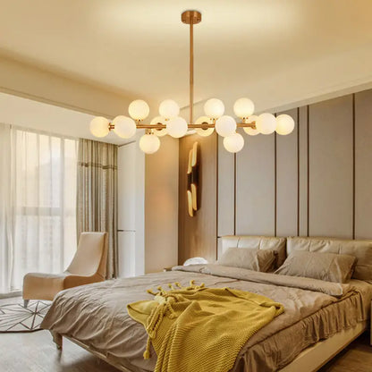 Modern gold island pendant light – living room glass chandelier
