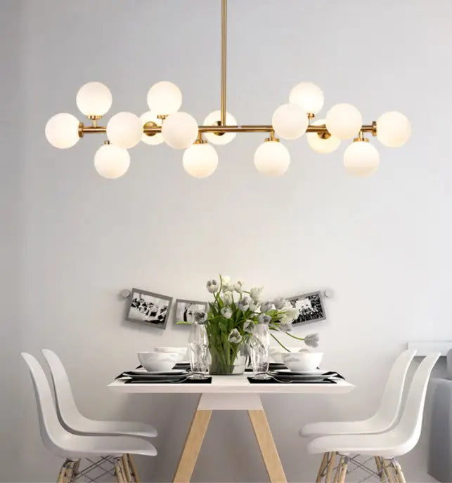 Modern gold island pendant light – living room glass chandelier