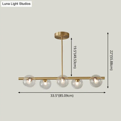 Modern gold island pendant lighting dining room glass globe shades