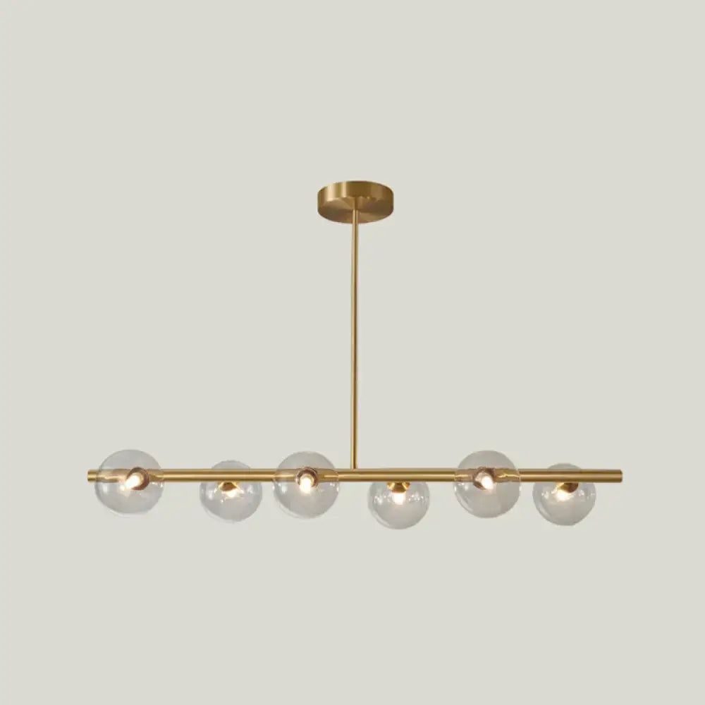 Modern gold island pendant lighting dining room glass globe shades