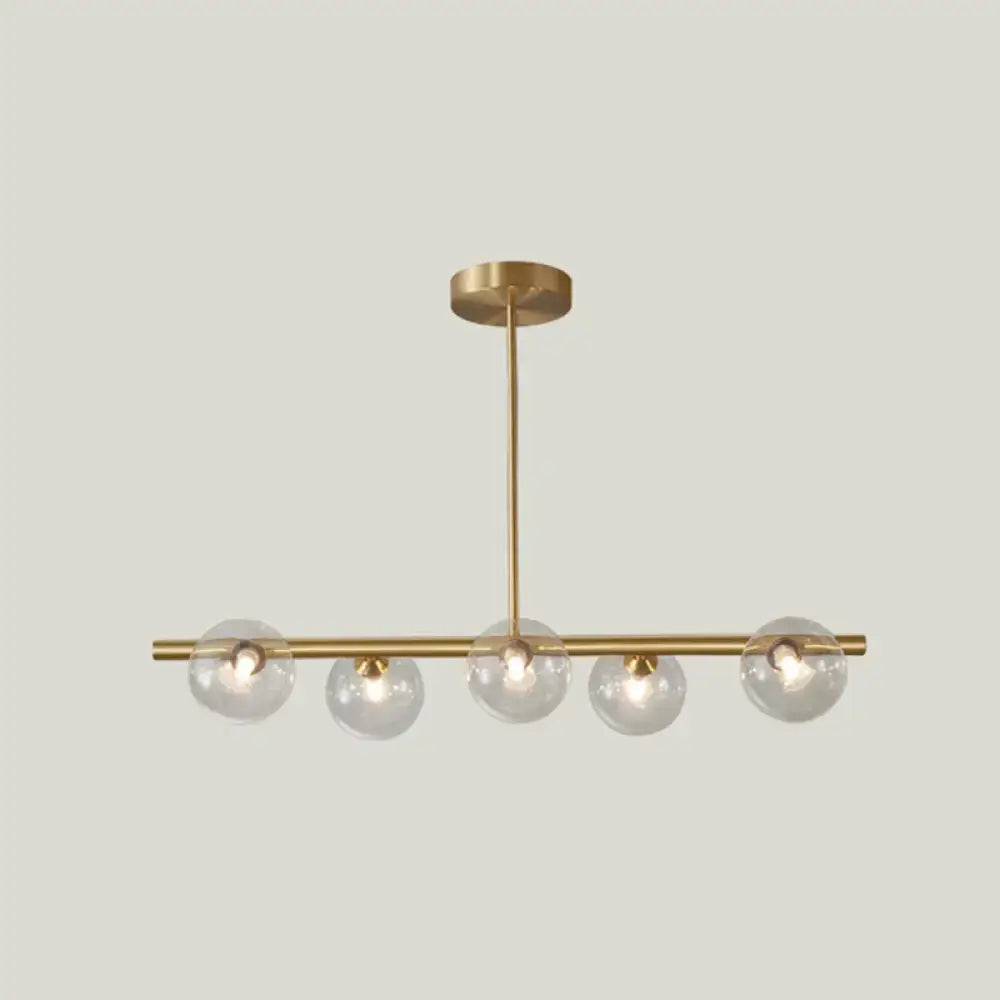 Modern gold island pendant lighting dining room glass globe shades
