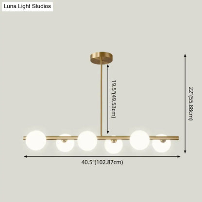 Modern gold island pendant lighting dining room glass globe shades