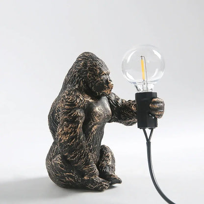 Modern gold king kong resin night light bedroom table lamp