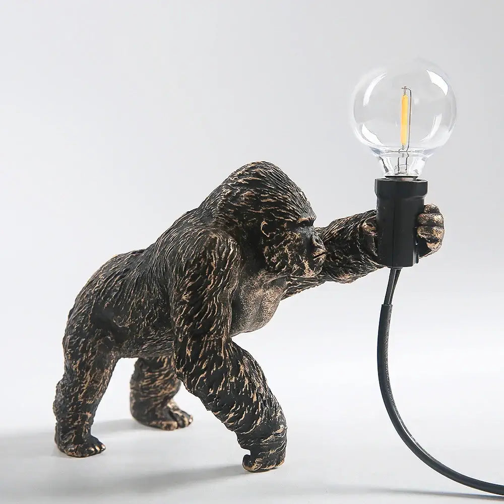 Modern gold king kong resin night light bedroom table lamp