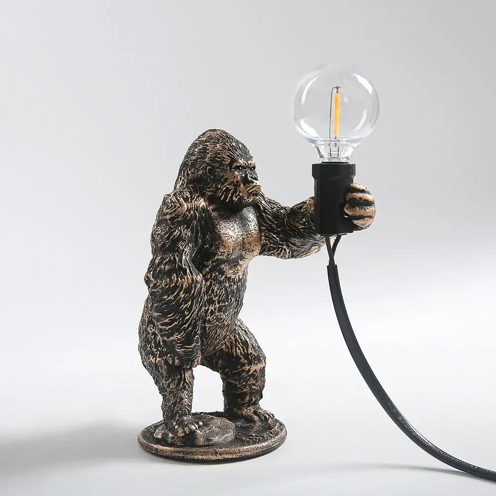 Modern gold king kong resin night light bedroom table lamp