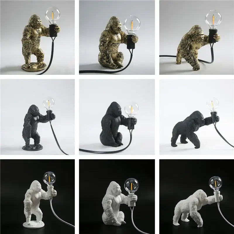 Modern gold king kong resin night light bedroom table lamp