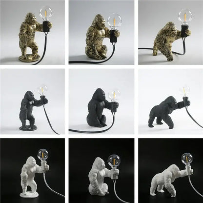 Modern gold king kong resin night light bedroom table lamp