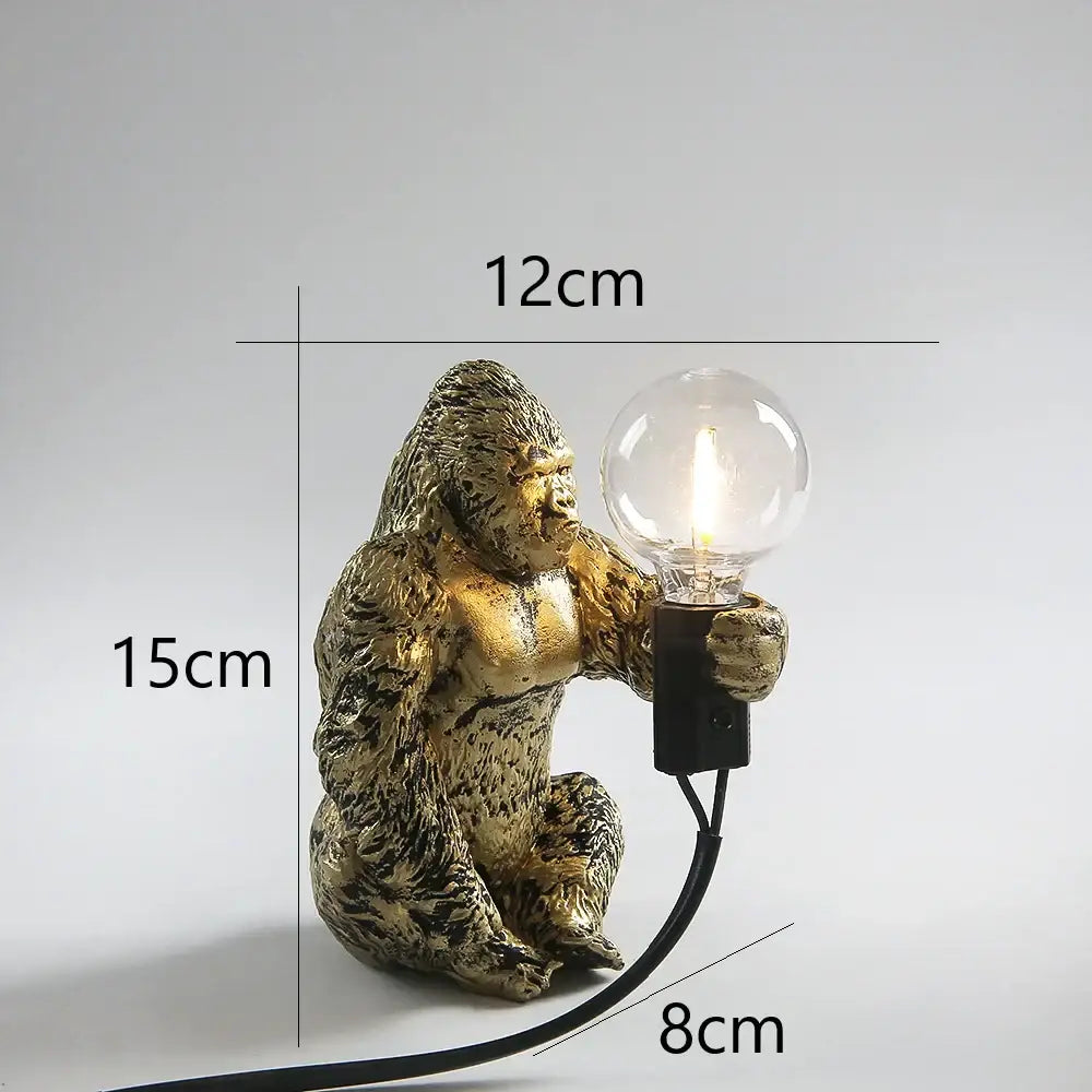 Modern gold king kong resin night light bedroom table lamp