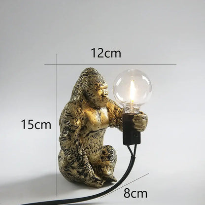 Modern gold king kong resin night light bedroom table lamp