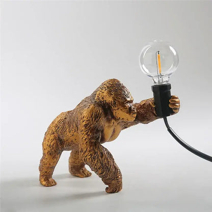 Modern gold king kong resin night light bedroom table lamp
