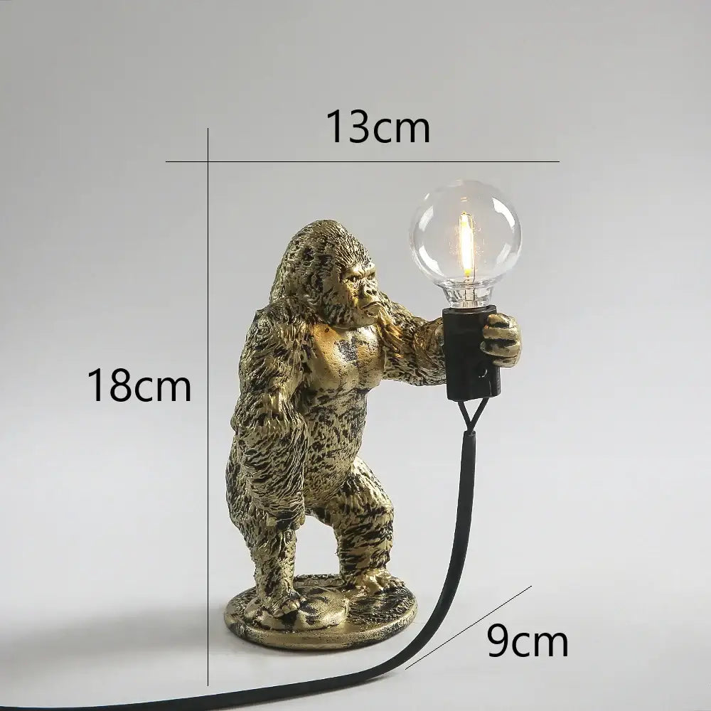 Modern gold king kong resin night light bedroom table lamp