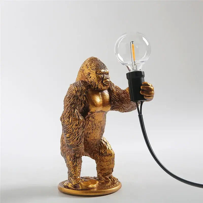 Modern gold king kong resin night light bedroom table lamp