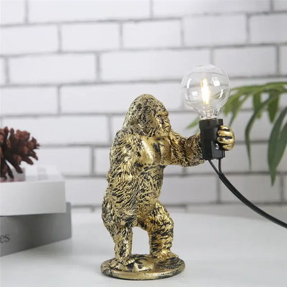 Modern gold king kong resin night light bedroom table lamp