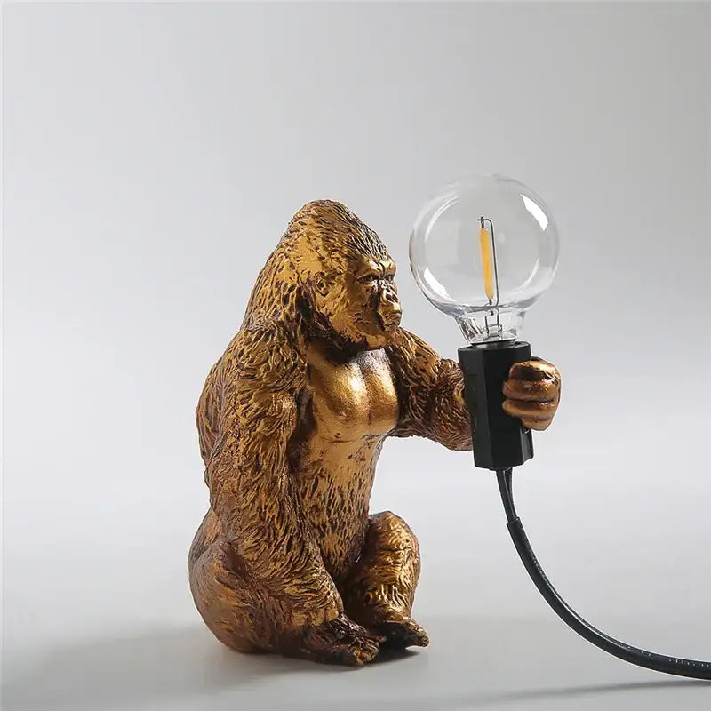 Modern gold king kong resin night light bedroom table lamp