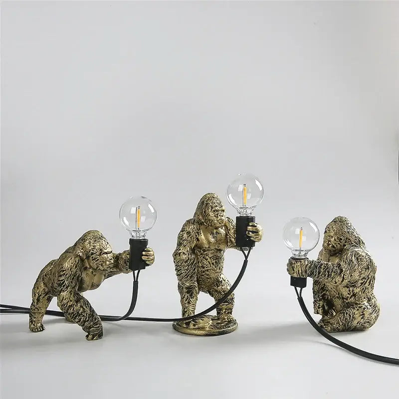 Modern gold king kong resin night light bedroom table lamp