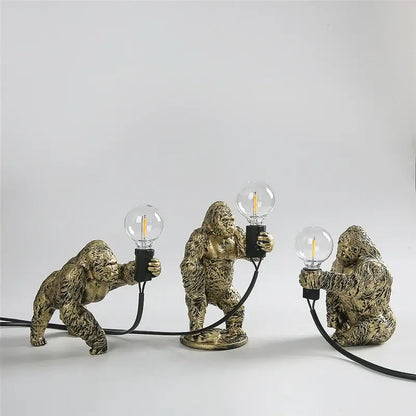 Modern gold king kong resin night light bedroom table lamp