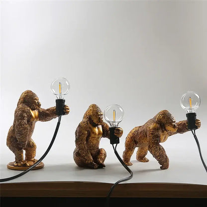 Modern gold king kong resin night light bedroom table lamp