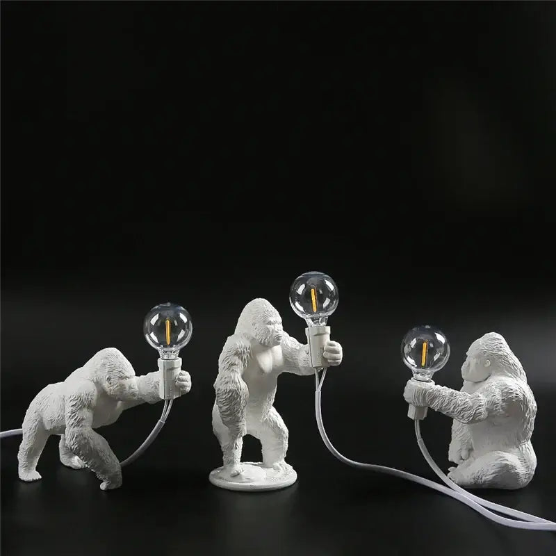 Modern gold king kong resin night light bedroom table lamp