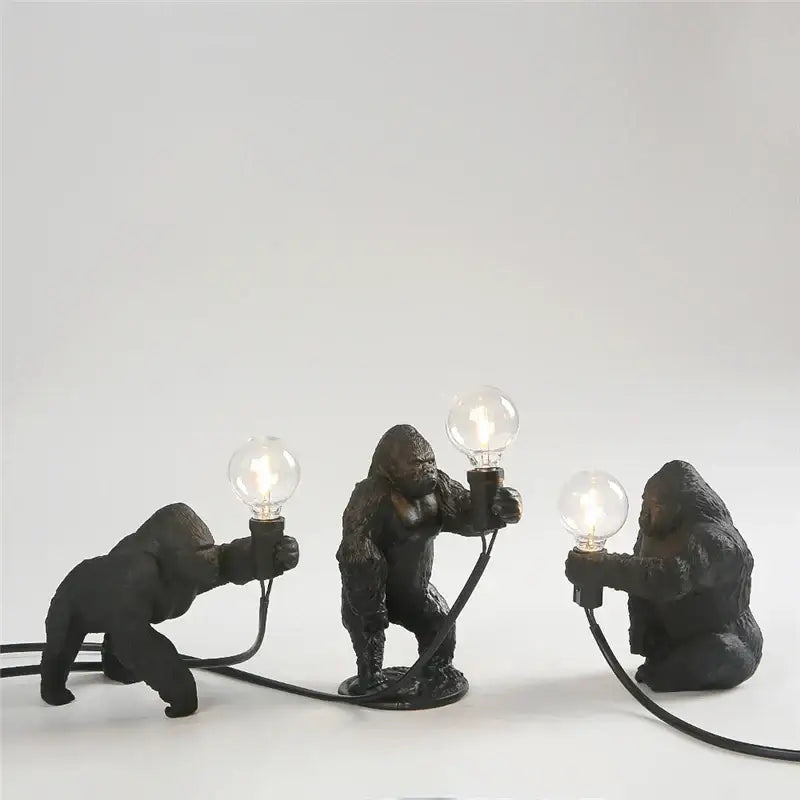 Modern gold king kong resin night light bedroom table lamp