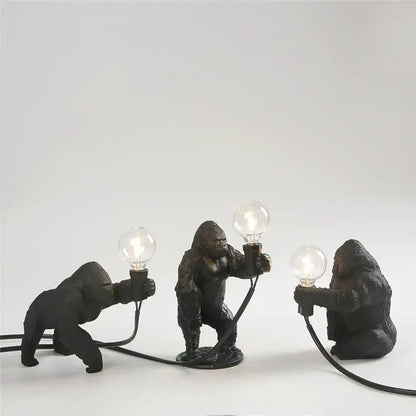 Modern gold king kong resin night light bedroom table lamp