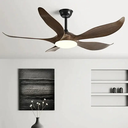 Modern gold leaf ceiling fan with led light and remote bedroom