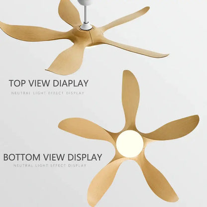 Modern gold leaf ceiling fan with led light and remote bedroom
