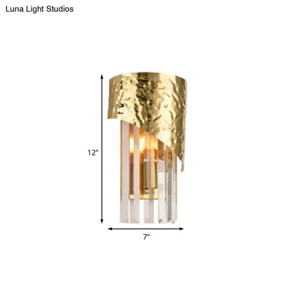 Modern gold leaf crystal block wall sconce living room led light