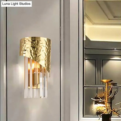 Modern gold leaf crystal block wall sconce living room led light