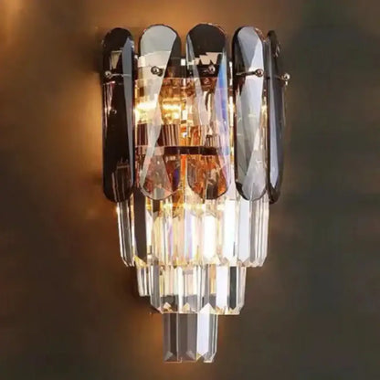 Modern gold leaf crystal wall lamp bedroom sconce lighting