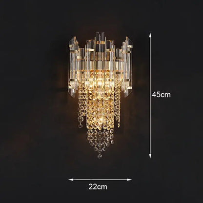 Modern gold leaf crystal wall lamp bedroom sconce lighting