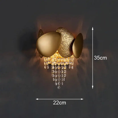 Modern gold leaf crystal wall lamp bedroom sconce lighting