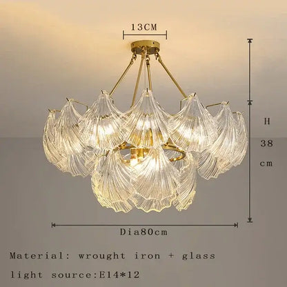 Modern gold leaf crystal glass chandelier dining room light