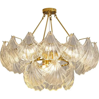 Modern gold leaf crystal glass chandelier dining room light