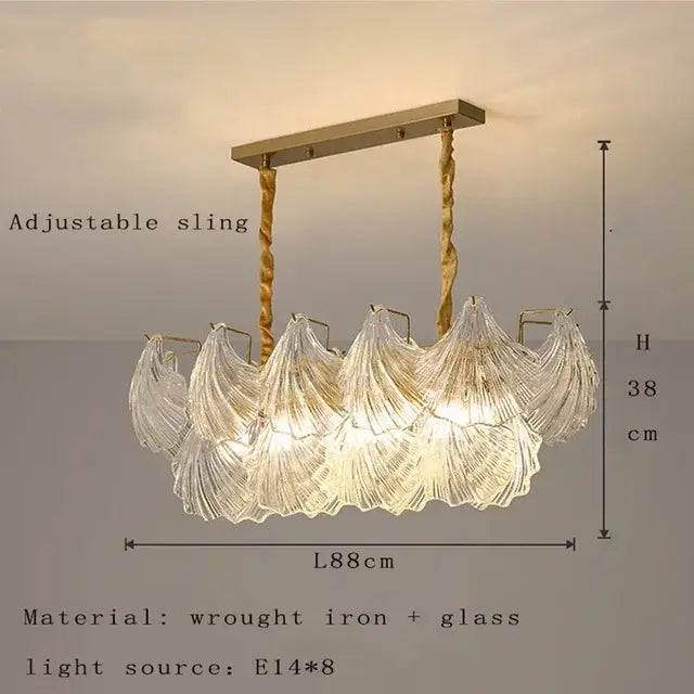 Modern gold leaf crystal glass chandelier dining room light