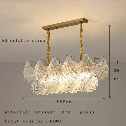 Modern gold leaf crystal glass chandelier dining room light