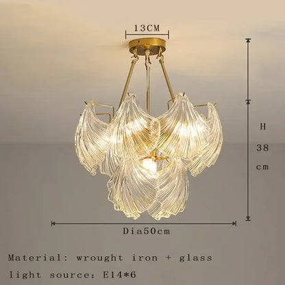 Modern gold leaf crystal glass chandelier dining room light