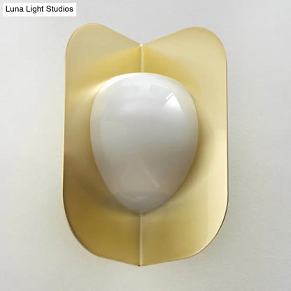 DecorBites™ Modern Gold LED Bedroom Sconce Light with Curved Metal Shade